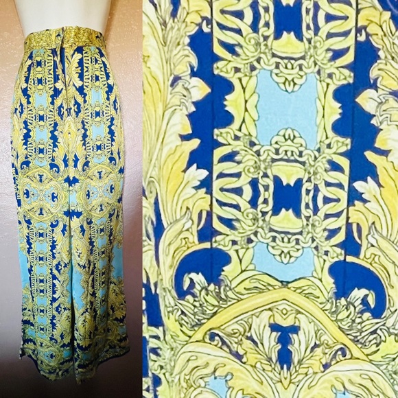 MINAA MONROE Baroque Status Print High Waist PALAZZO PANTS size XS/Small - Picture 1 of 7